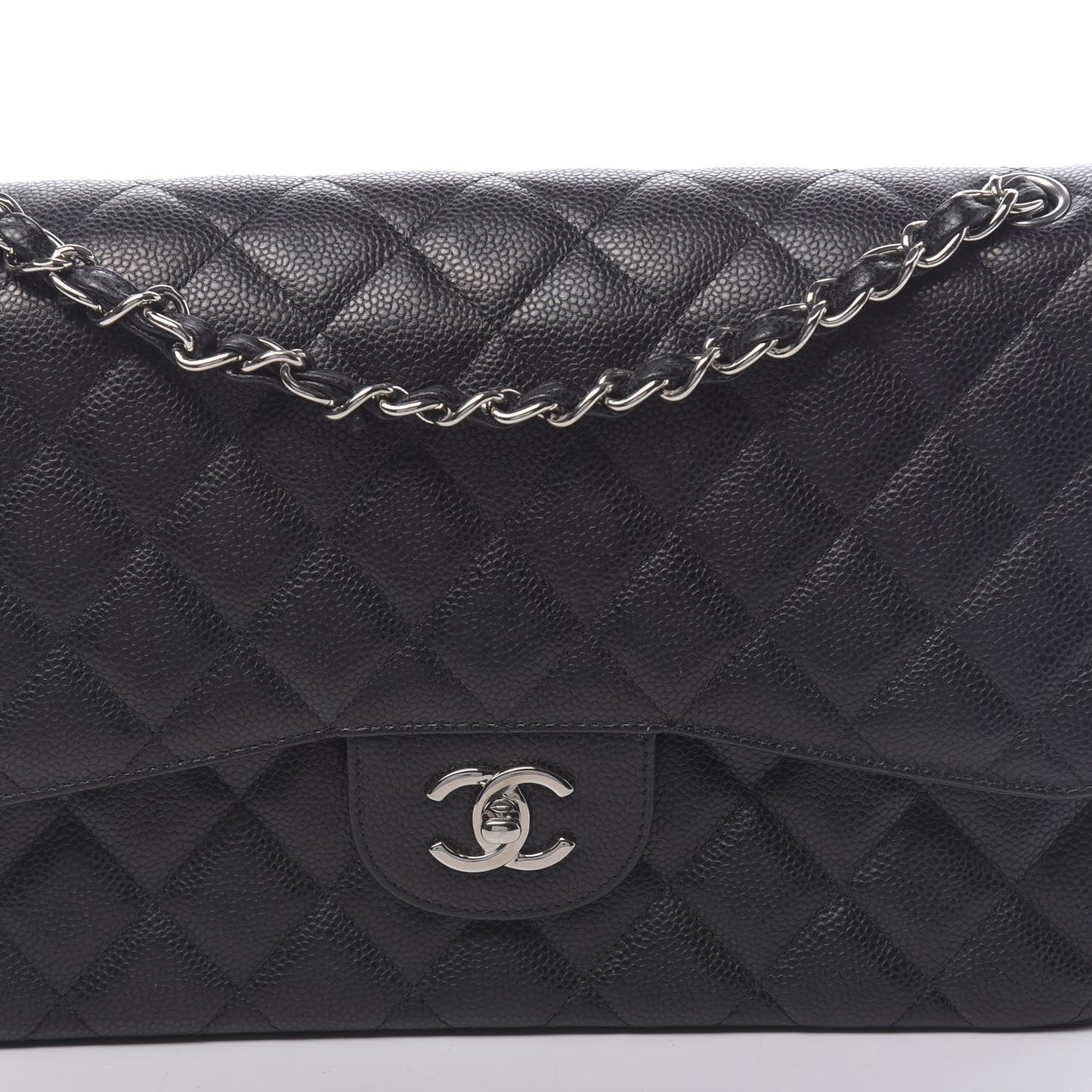 Caviar Quilted Jumbo Double Flap Black
