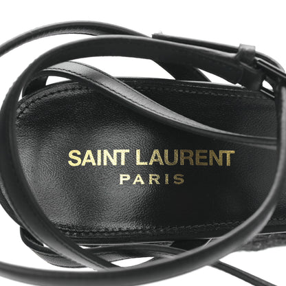 Saint Laurent Calfskin Cassandra Espadrille 105 Wedges 41 Black 7 of 8