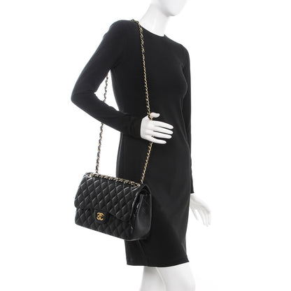 Chanel Lambskin Quilted Jumbo Double Flap Black 2 of 9