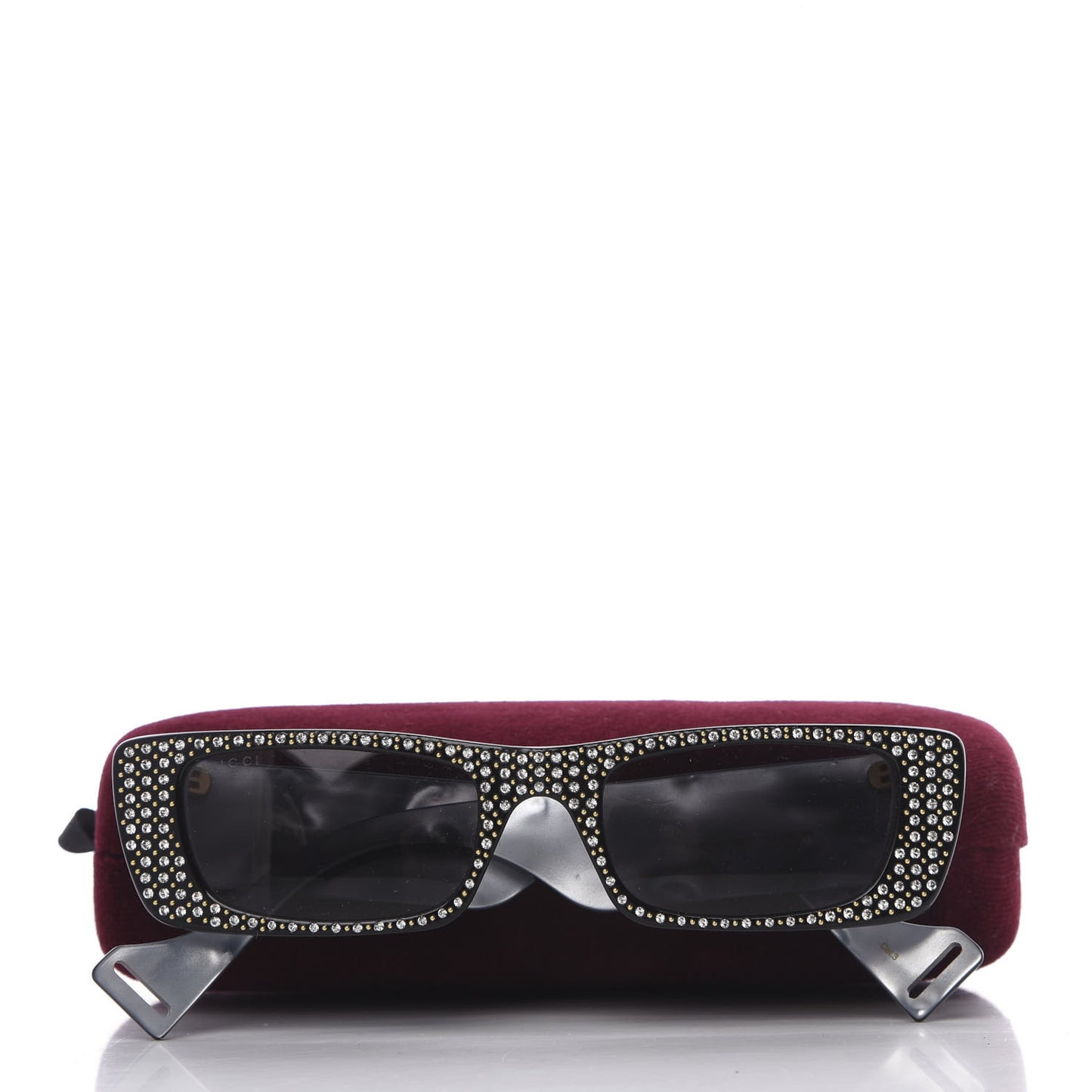 Acetate Rectangular Crystal Sunglasses GG0516S Black