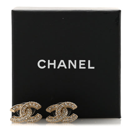 Chanel Crystal Timeless CC Earrings Light Gold 5 of 5