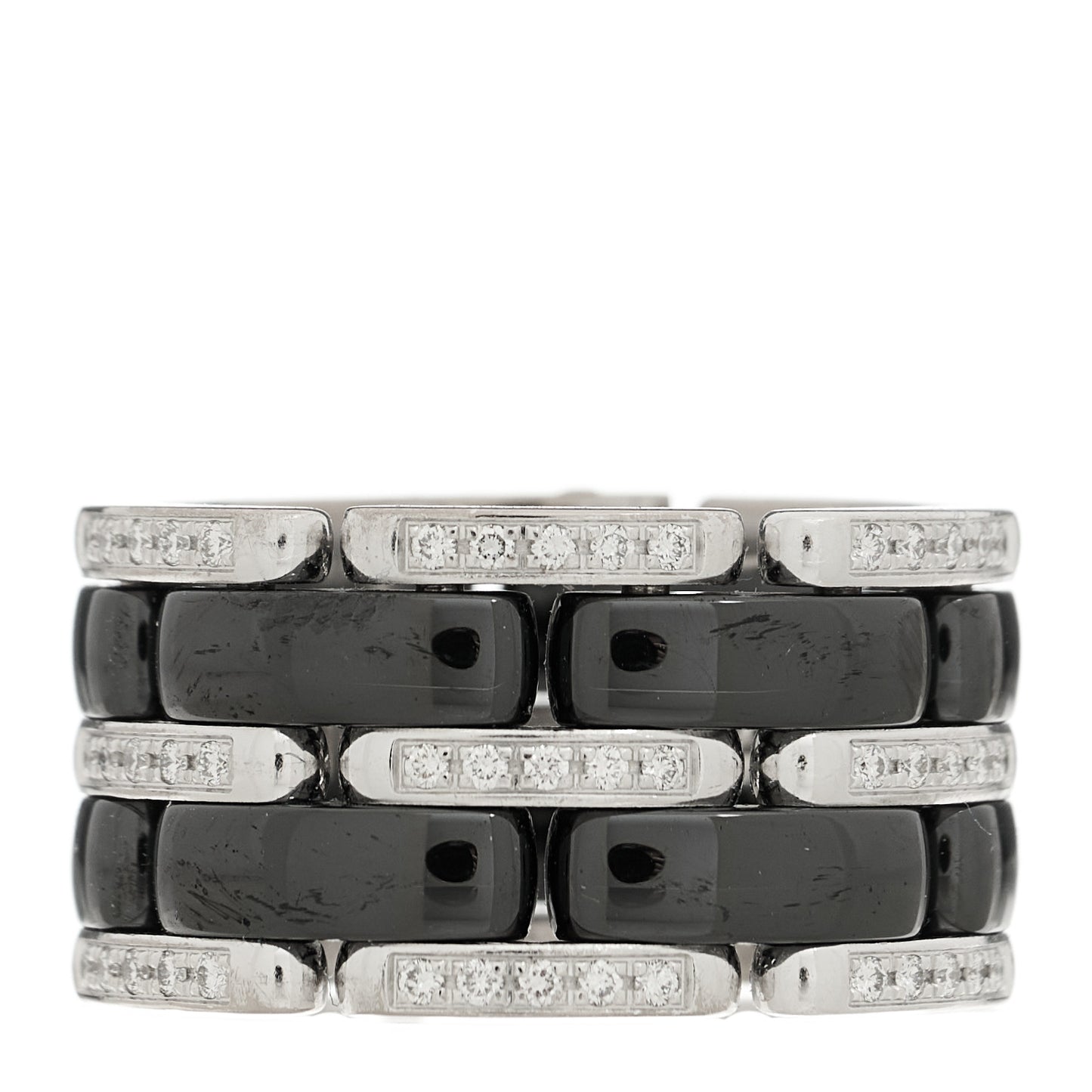 18K White Gold Ceramic Diamond Large Ultra Ring 51 5.75 Black
