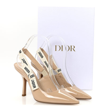 Christian Dior Patent Ribbon J'Adior Slingback 100mm Pumps 37.5 Nude 10 of 10