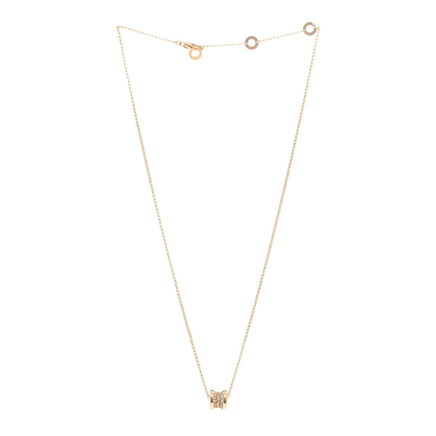 18K Yellow Gold Diamond Small B.Zero1 Pave Pendant Necklace