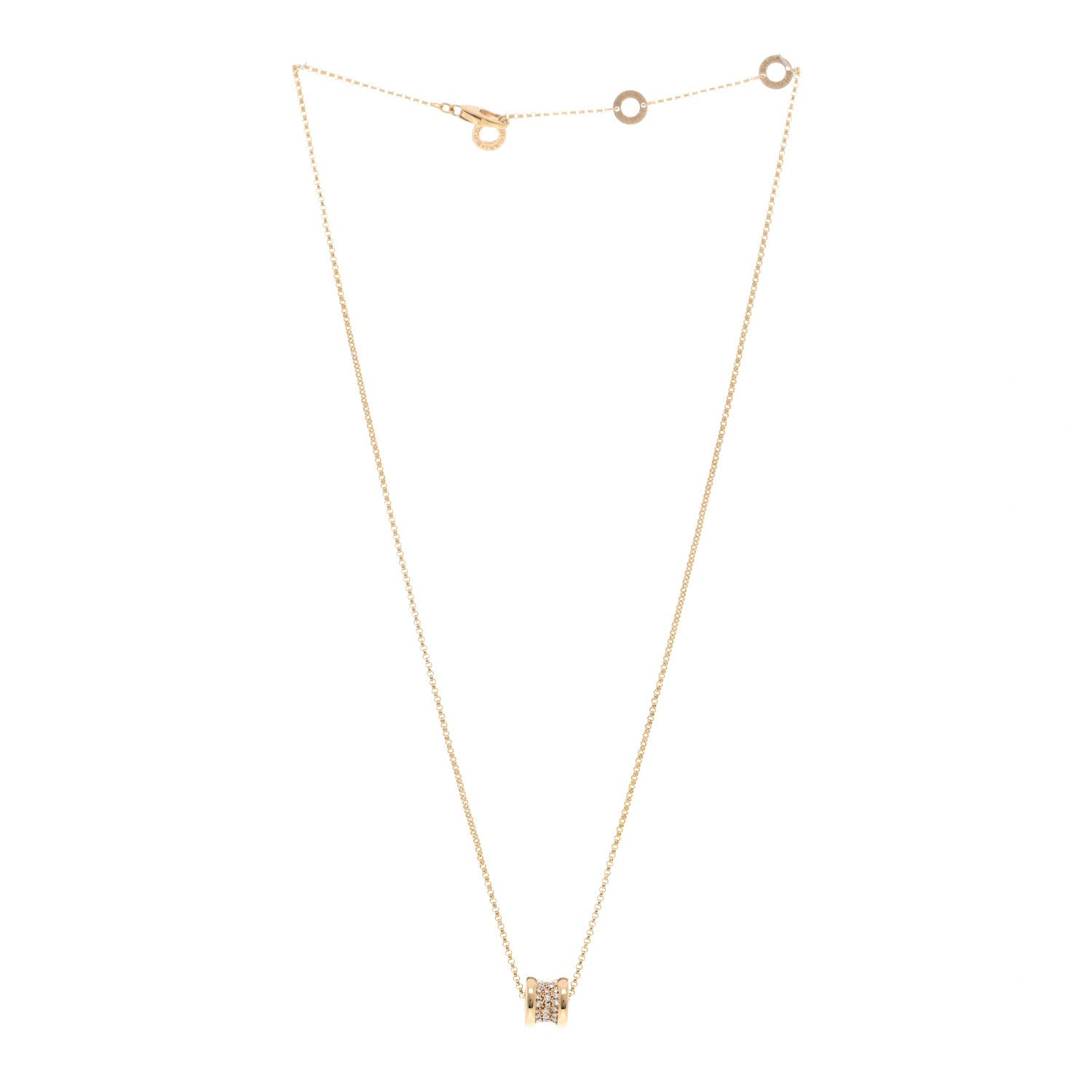 Bulgari 18K Yellow Gold Diamond Small B.Zero1 Pave Pendant Necklace 3 of 5