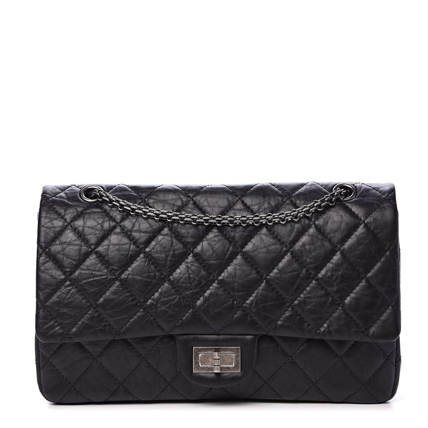 Aged Calfskin Quilted 2.55 Reissue 227 Flap Black