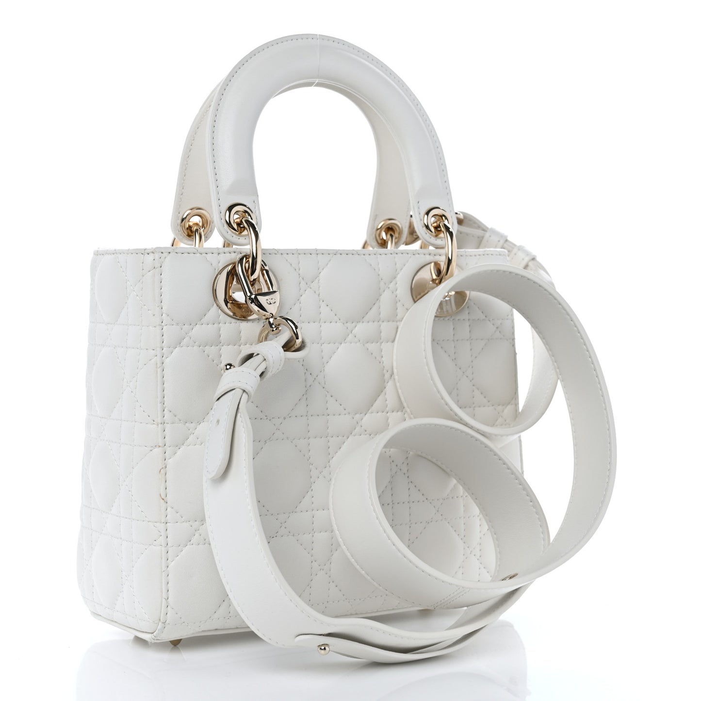 Lambskin Cannage Small My ABCDior Lady Dior White