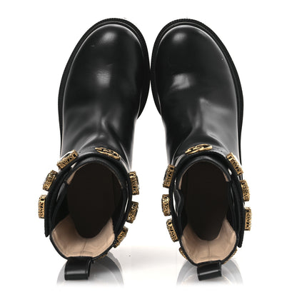 Gucci Calfskin Crystal GG Trip Chelsea Ankle Boots 35.5 Black 2 of 13