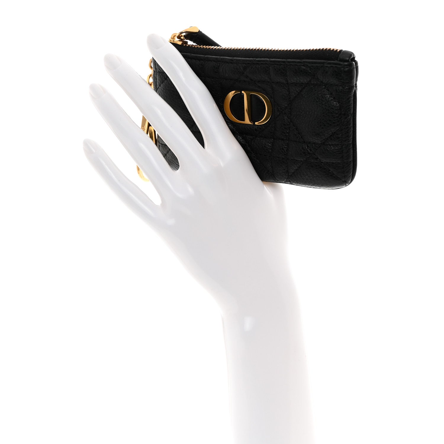 Christian Dior Supple Calfskin Cannage Caro Zipped Key Case Black Black 2 of 7