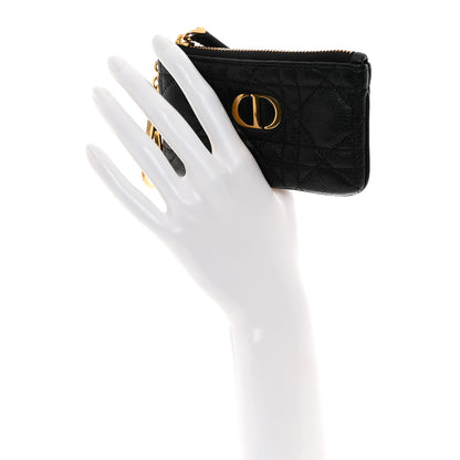 Christian Dior Supple Calfskin Cannage Caro Zipped Key Case Black Black 2 of 7