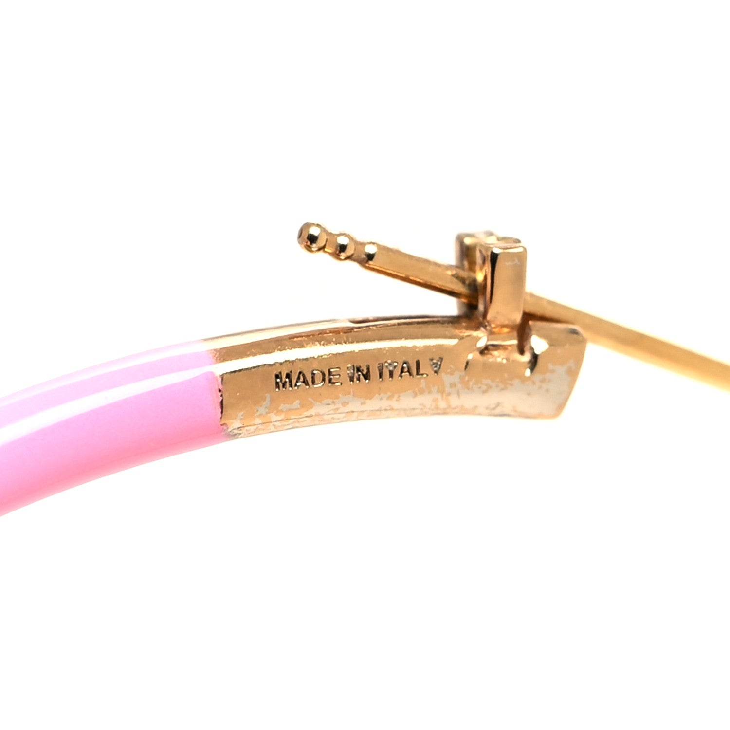 Fendi Metal Enamel Large F is Fendi Hoop Earrings Pink Gold 5 of 5