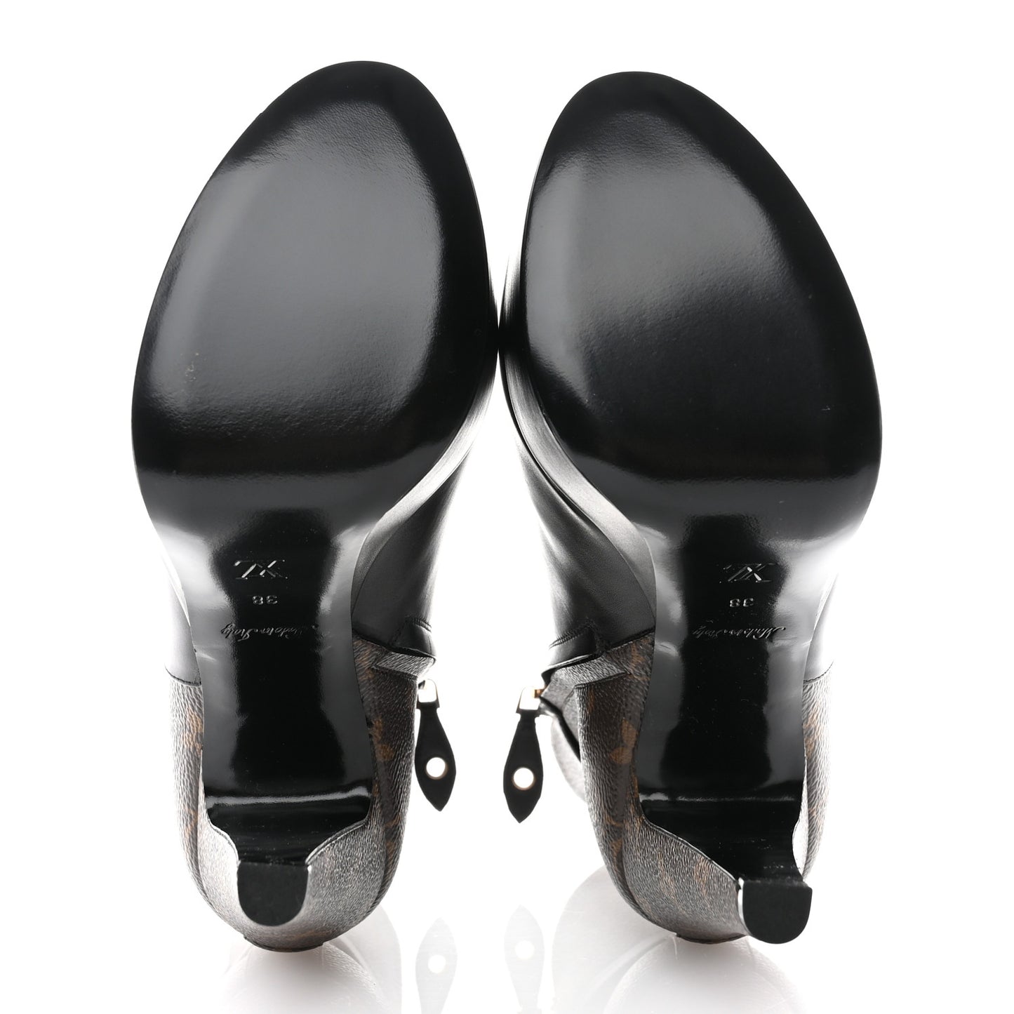 Calfskin Monogram Afterglow Platform Ankle Boots 38 Black
