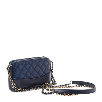 Chanel Aged Calfskin Quilted Small Gabrielle Clutch With Chain Navy Blue 3 of 14