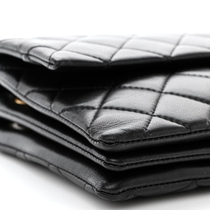 Chanel Lambskin Quilted 3 Pocket Accordion Flap Black 9 of 10