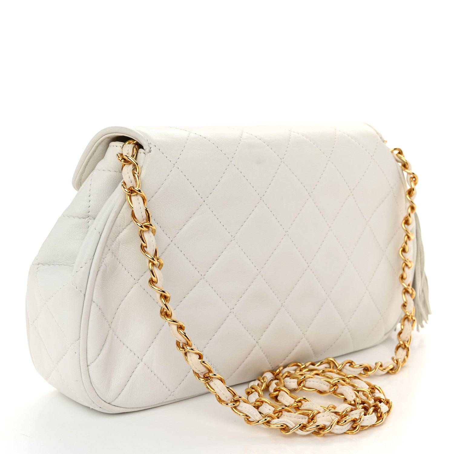 Chanel Lambskin Quilted Tassel Flap White 3 of 11