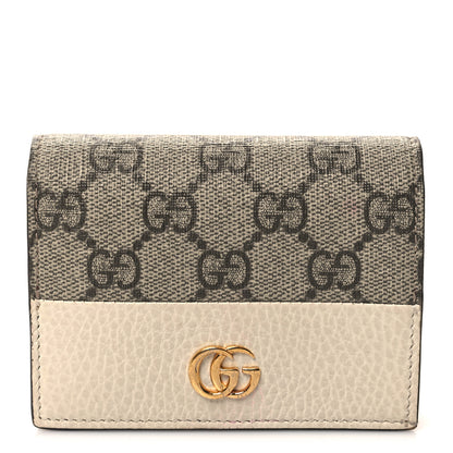 Gucci Dollar Calfskin GG Supreme Monogram GG Marmont Card Case Mystic White Beige Ebony 1 of 10