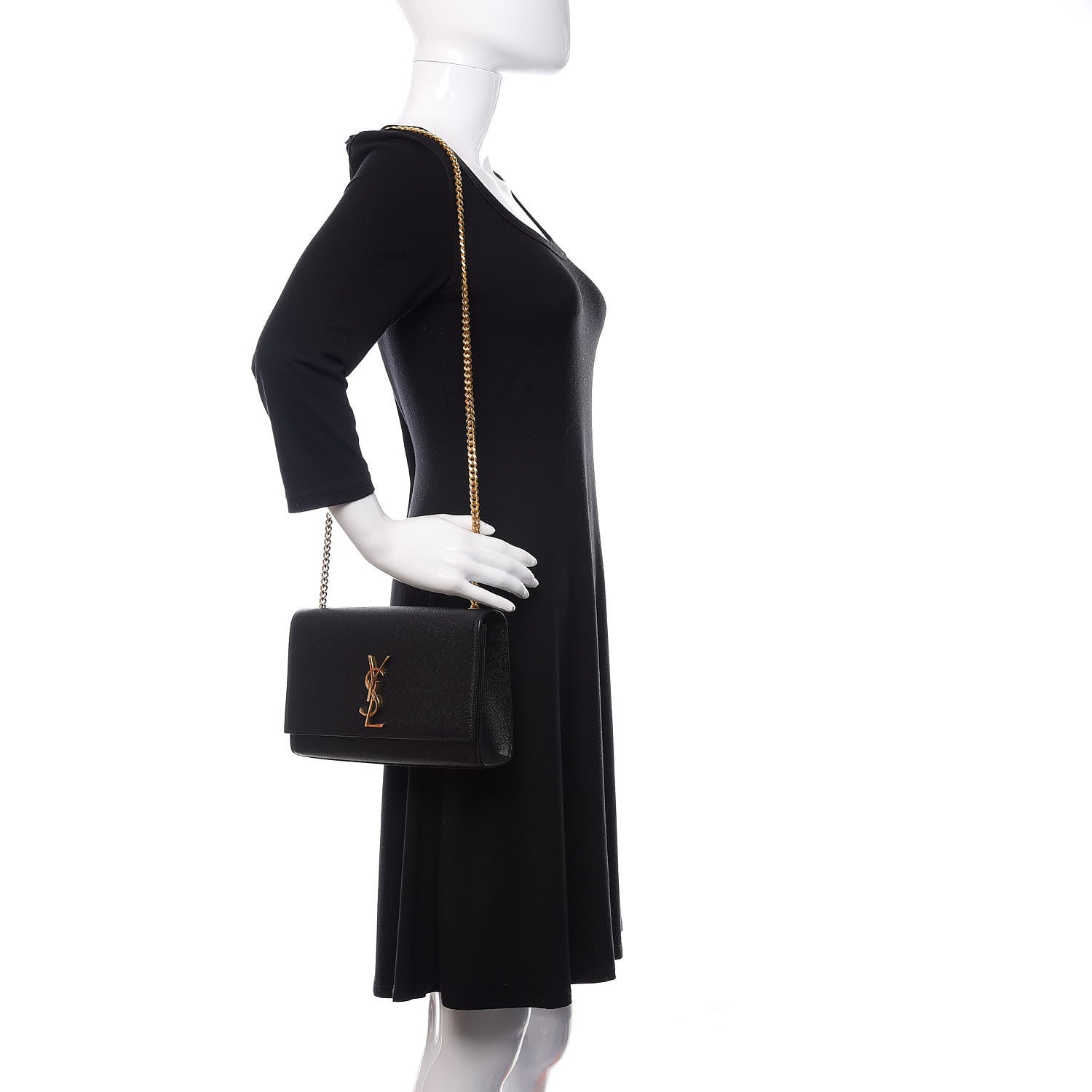 Saint Laurent Grain De Poudre Medium Classic Monogram Kate Satchel Black 2 of 11