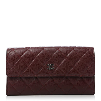 Chanel Caviar Quilted Large Gusset Flap Wallet Dark Red 2 of 20