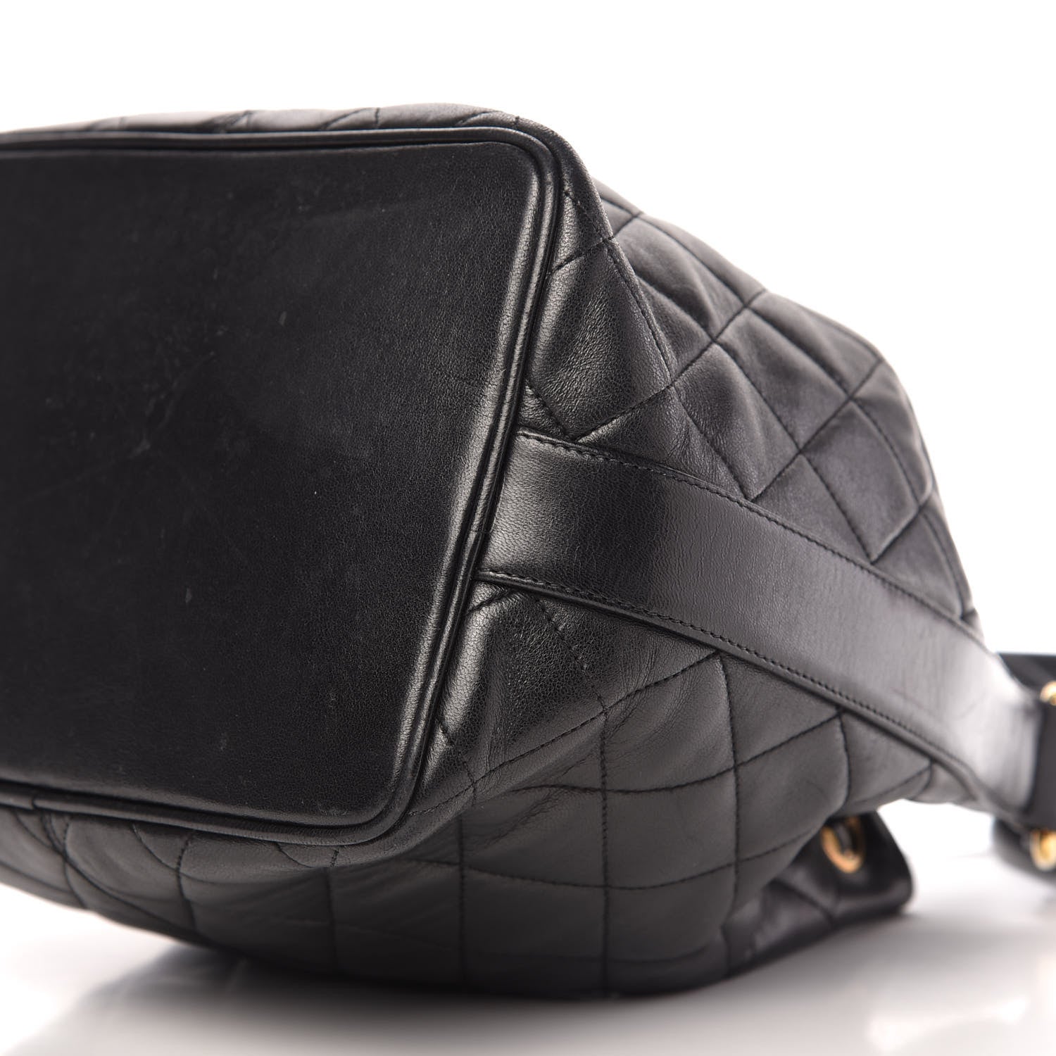 Chanel Lambskin Quilted Drawstring Shoulder Bag Black 7 of 10