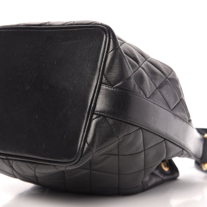 Chanel Lambskin Quilted Drawstring Shoulder Bag Black 7 of 10