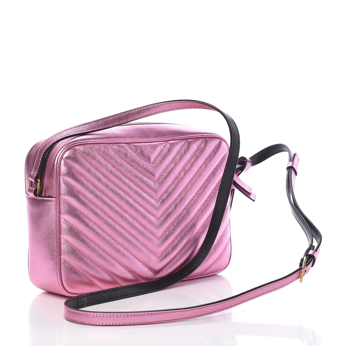 Metallic Calfskin Matelasse Monogram Lou Camera Bag Vegas Pink