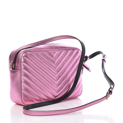 Saint Laurent Metallic Calfskin Matelasse Monogram Lou Camera Bag Vegas Pink 3 of 10