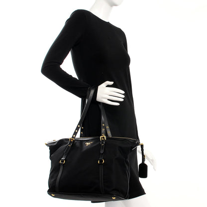 Prada Tessuto Nylon Saffiano Tote Nero Black 3 of 9