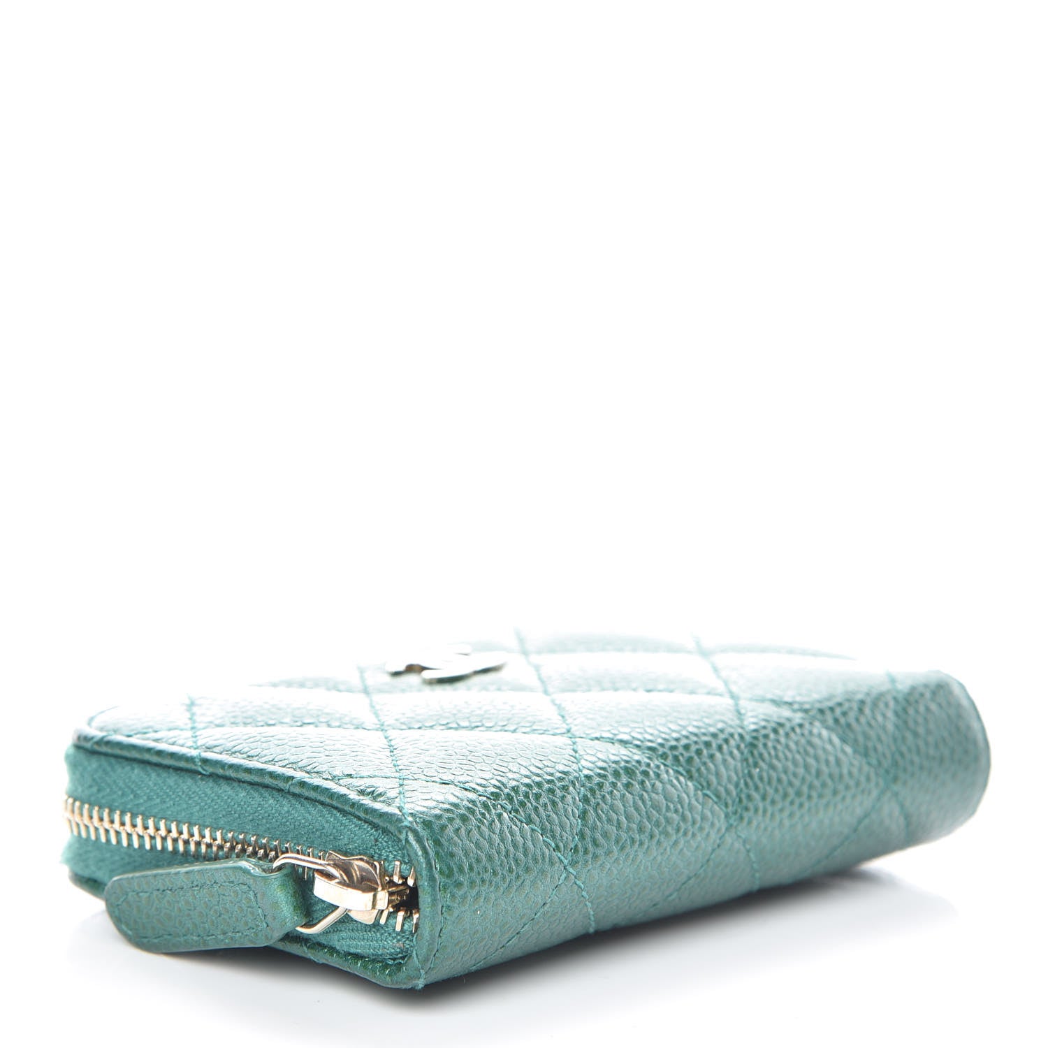 Chanel Metallic Caviar Quilted Zip Coin Purse Green 4 of 9