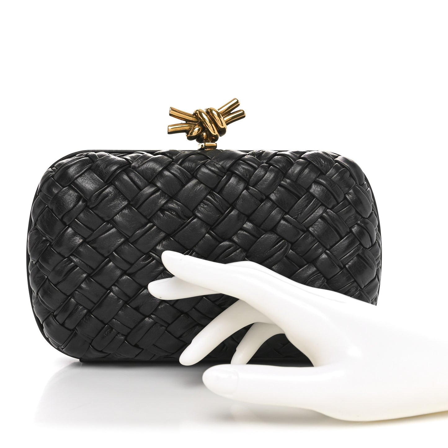 Nappa Intrecciato Knot Clutch Black