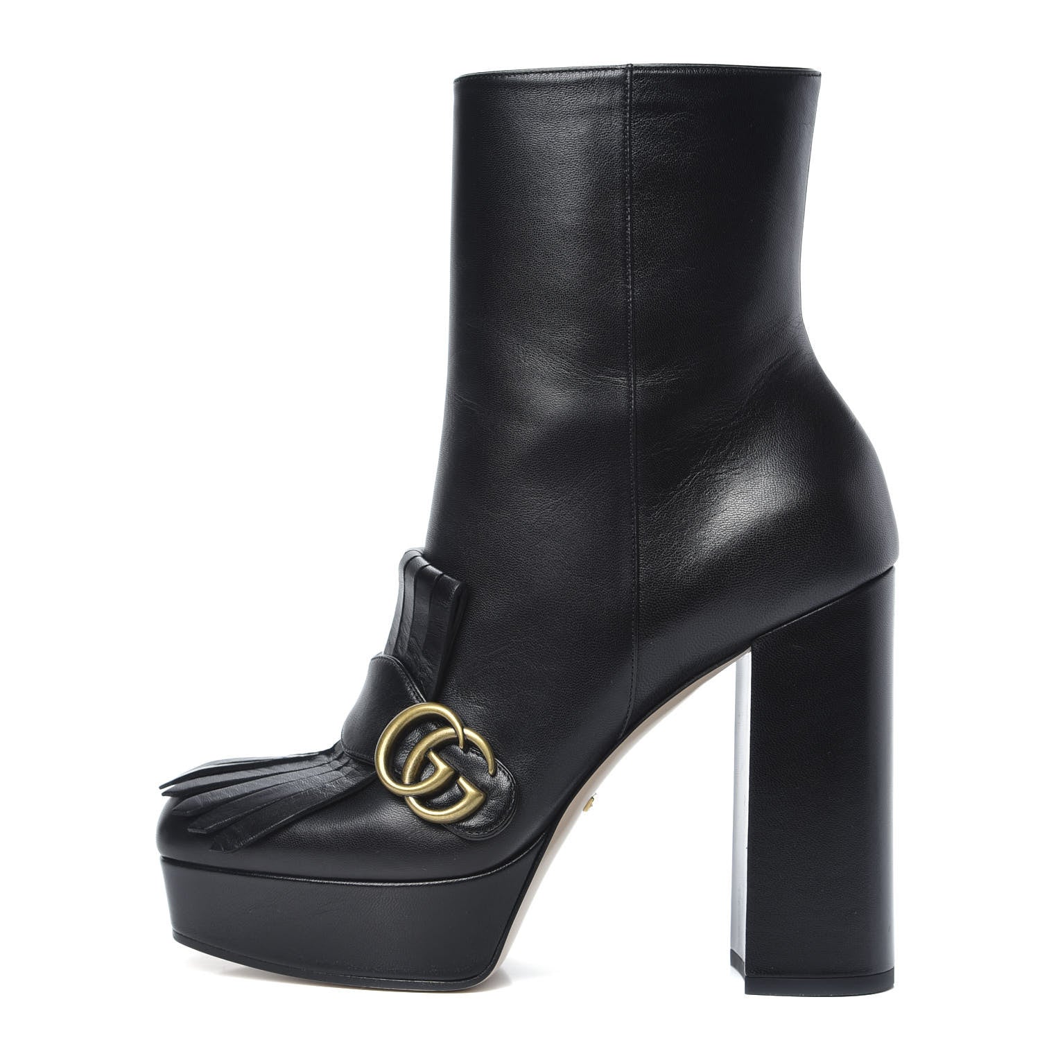 Gucci Malaga Kid GG Marmont Fringe Platform Ankle Boots 40 Black 1 of 8