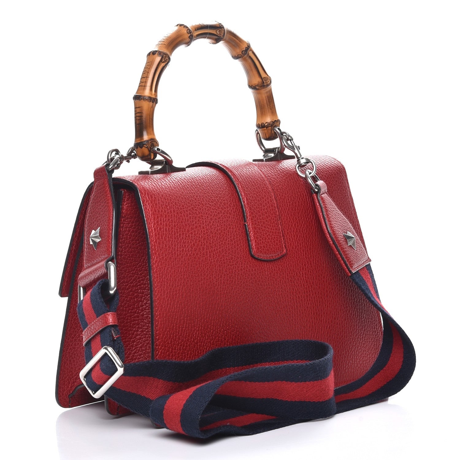 Gucci Dollar Calfskin Crystal Web Medium Dionysus Bamboo Top Handle Bag Hibiscus Red Black Diamond 4 of 8
