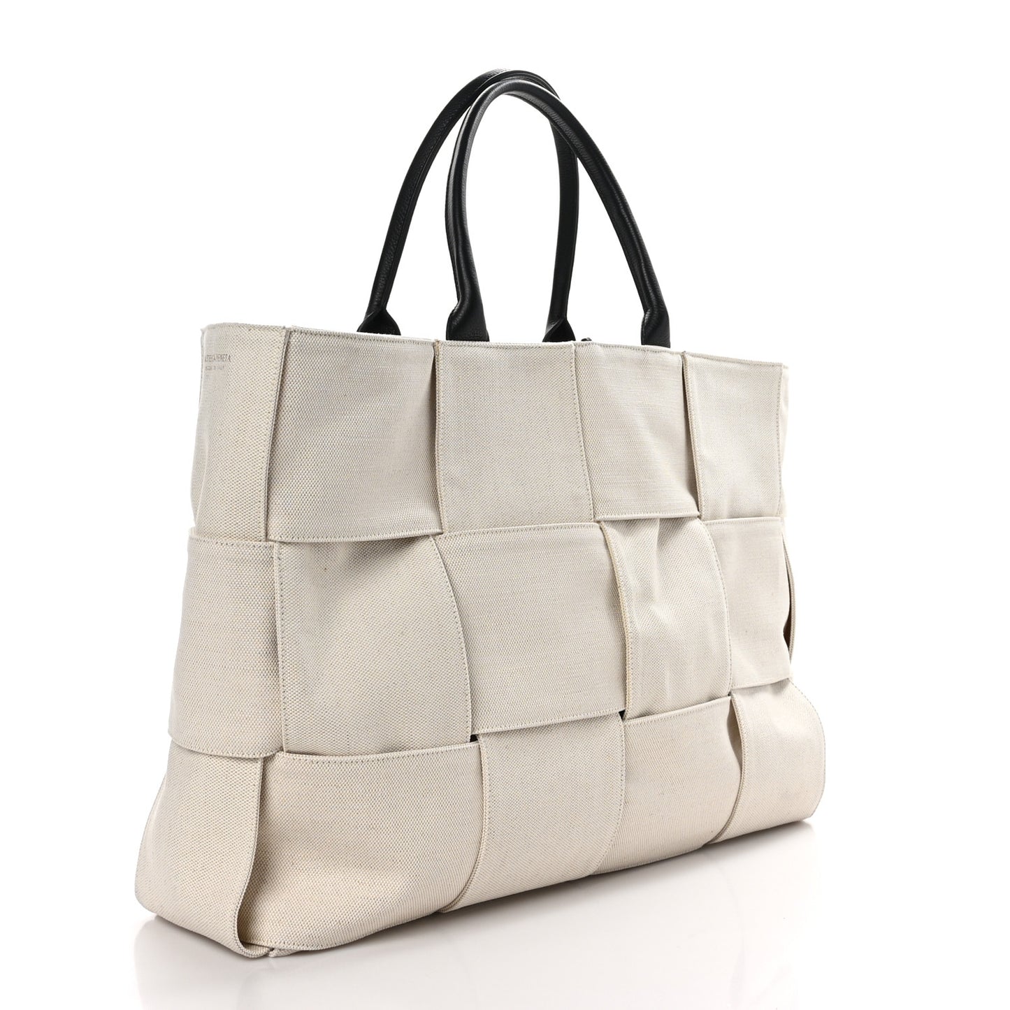 Canvas Intrecciato Large Arco Tote Beige Black