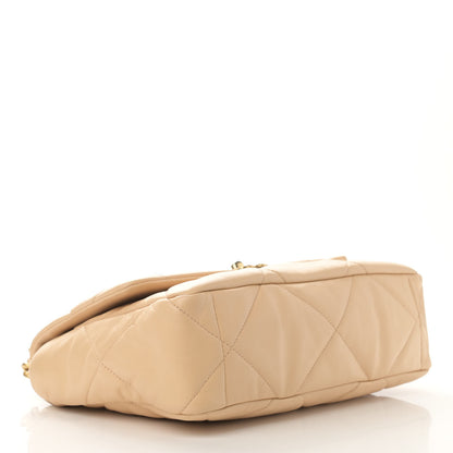 Chanel Shiny Goatskin Quilted Large Chanel 19 Flap Beige 4 of 10