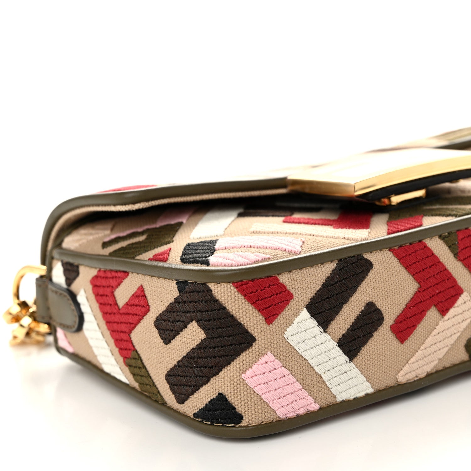 Fendi Canvas Vitello King Seta FF Embroidered Mini Baguette Multicolor 9 of 11