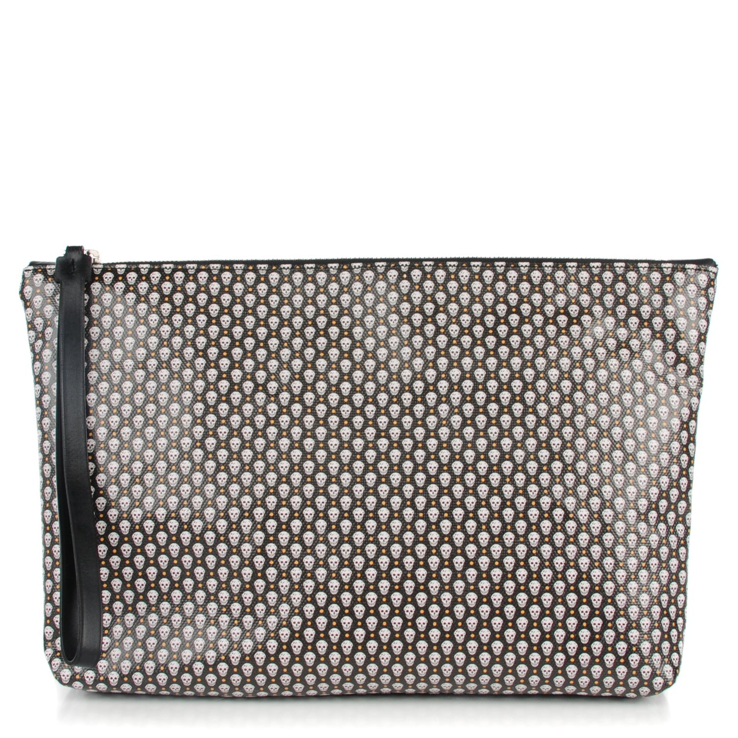 Coated Canvas Mini Skull Zipped Pouch Black