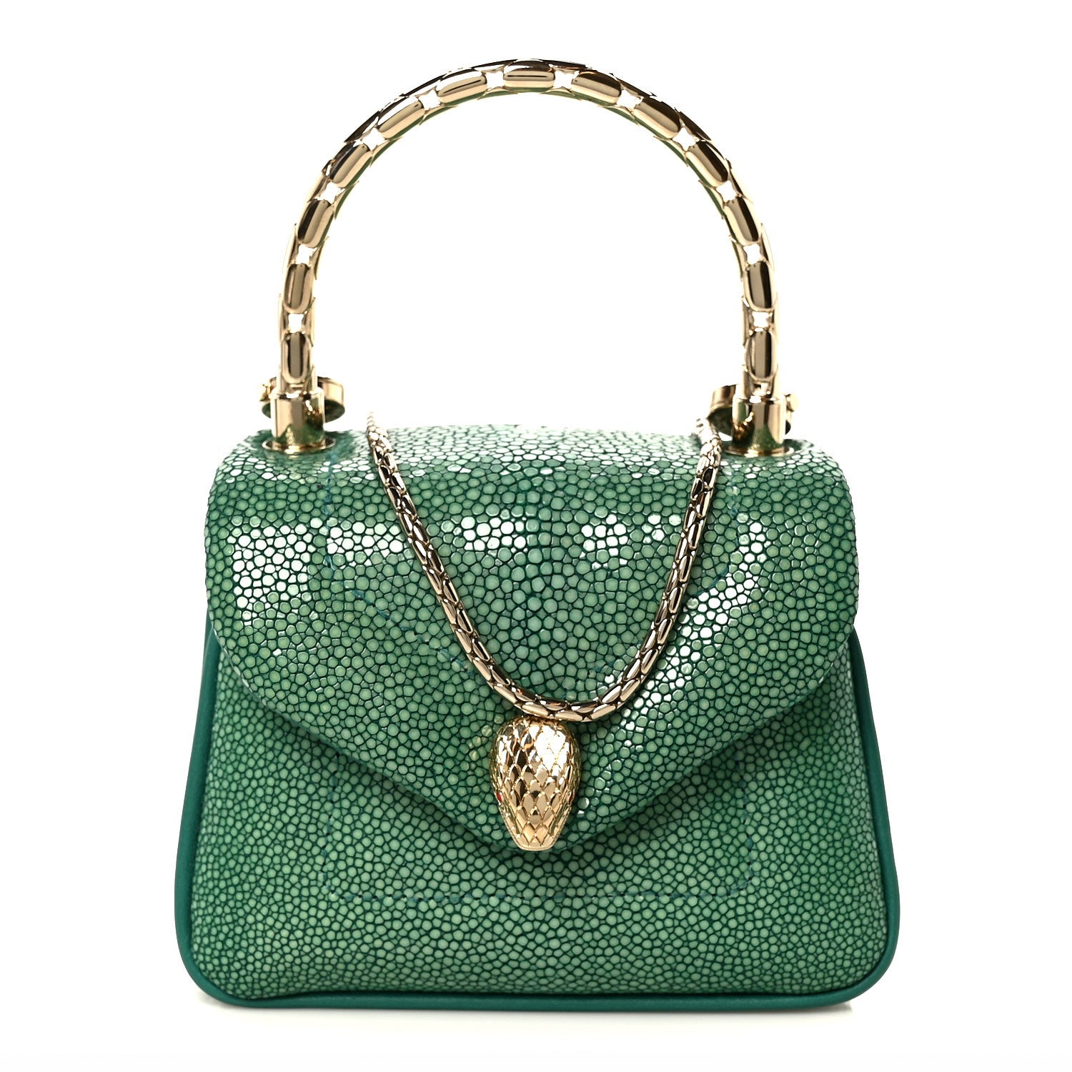Bulgari Galuchat Serpenti Reverse Micro Top Handle Emerald Green 1 of 12