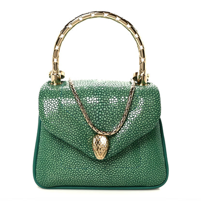 Bulgari Galuchat Serpenti Reverse Micro Top Handle Emerald Green 1 of 12
