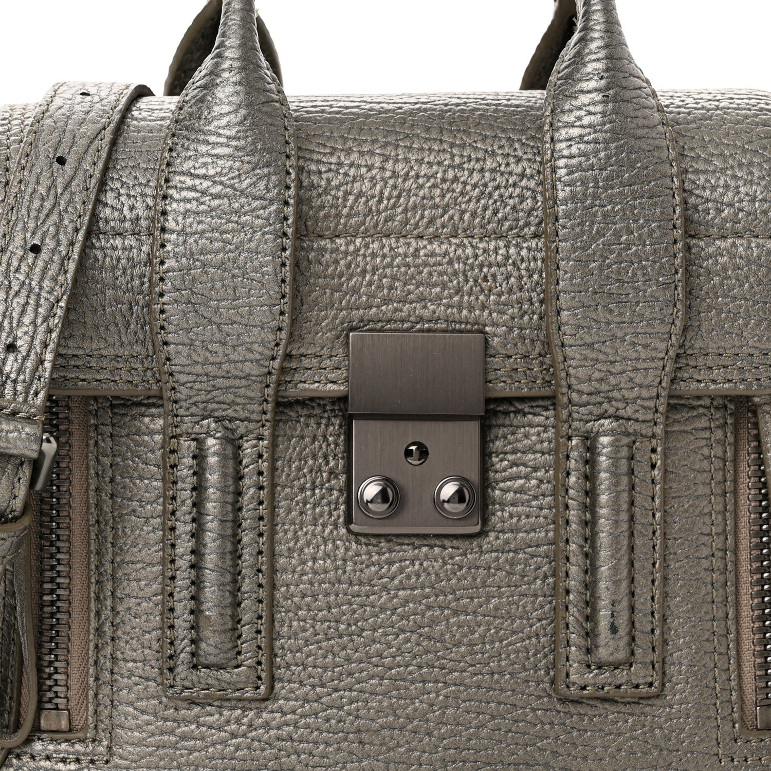 3.1 Phillip Lim Metallic Textured Calfskin Mini Pashli Satchel Pewter 7 of 9