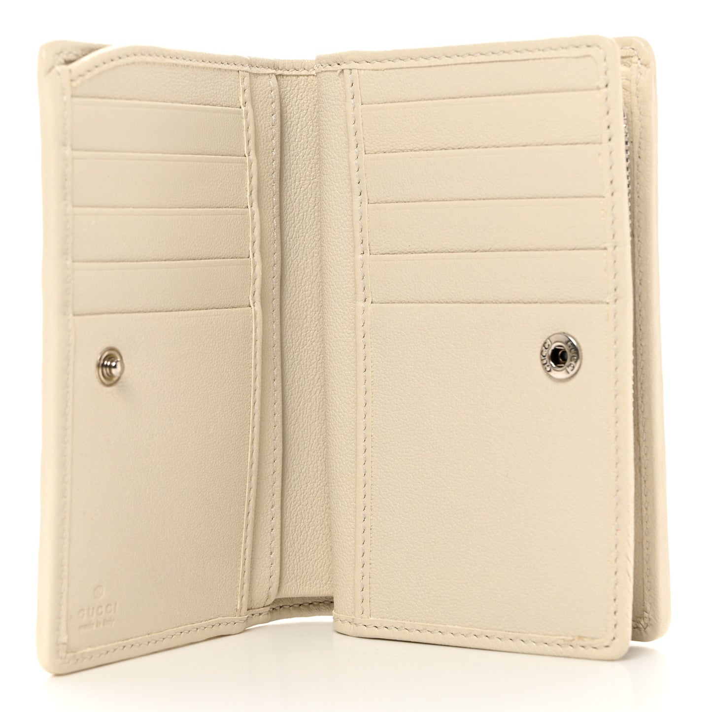 Sakai Be Green Calfskin Diagonal Stitched Blondie Travel Wallet Mystic White