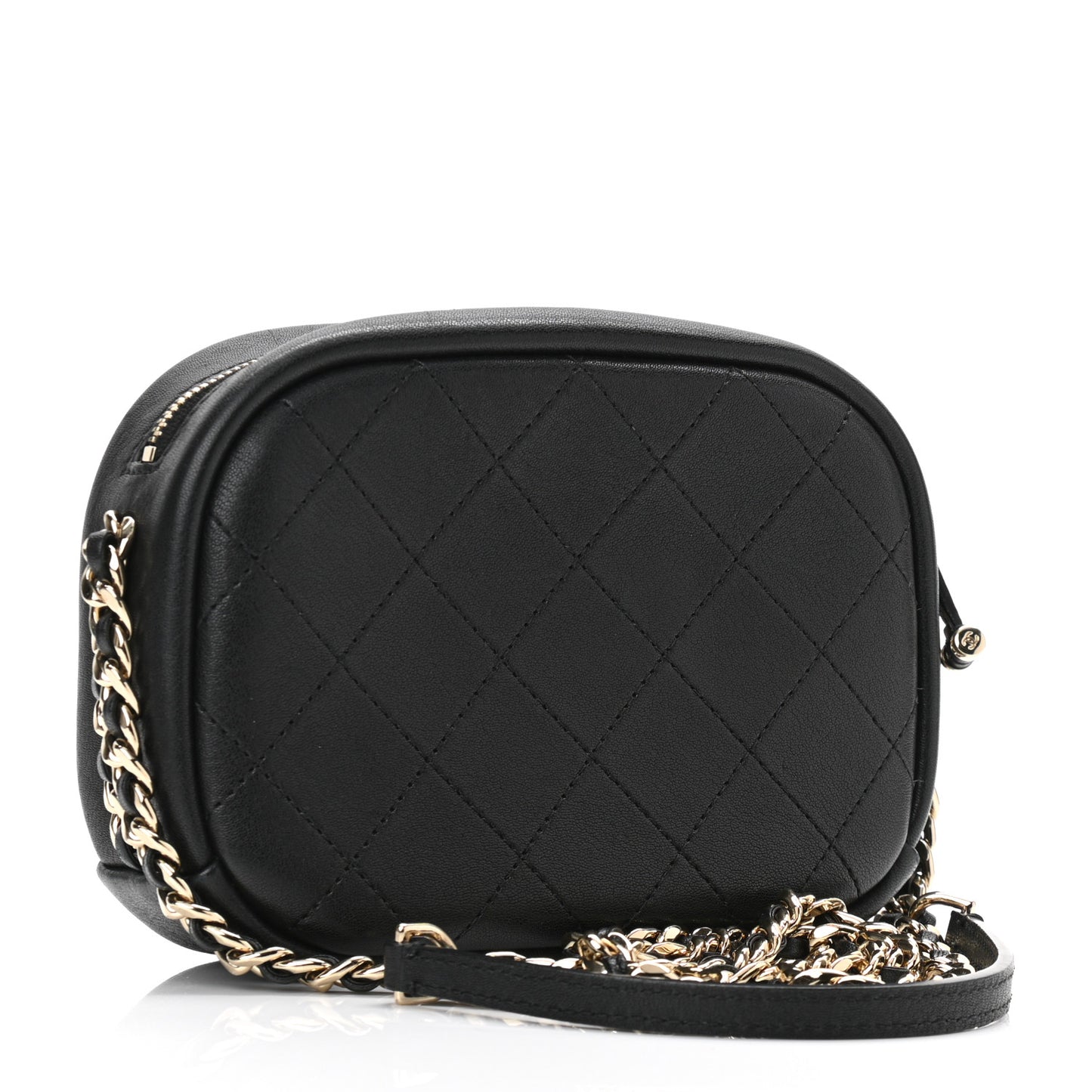 Goatskin Quilted Small Casual Trip Camera Case Black