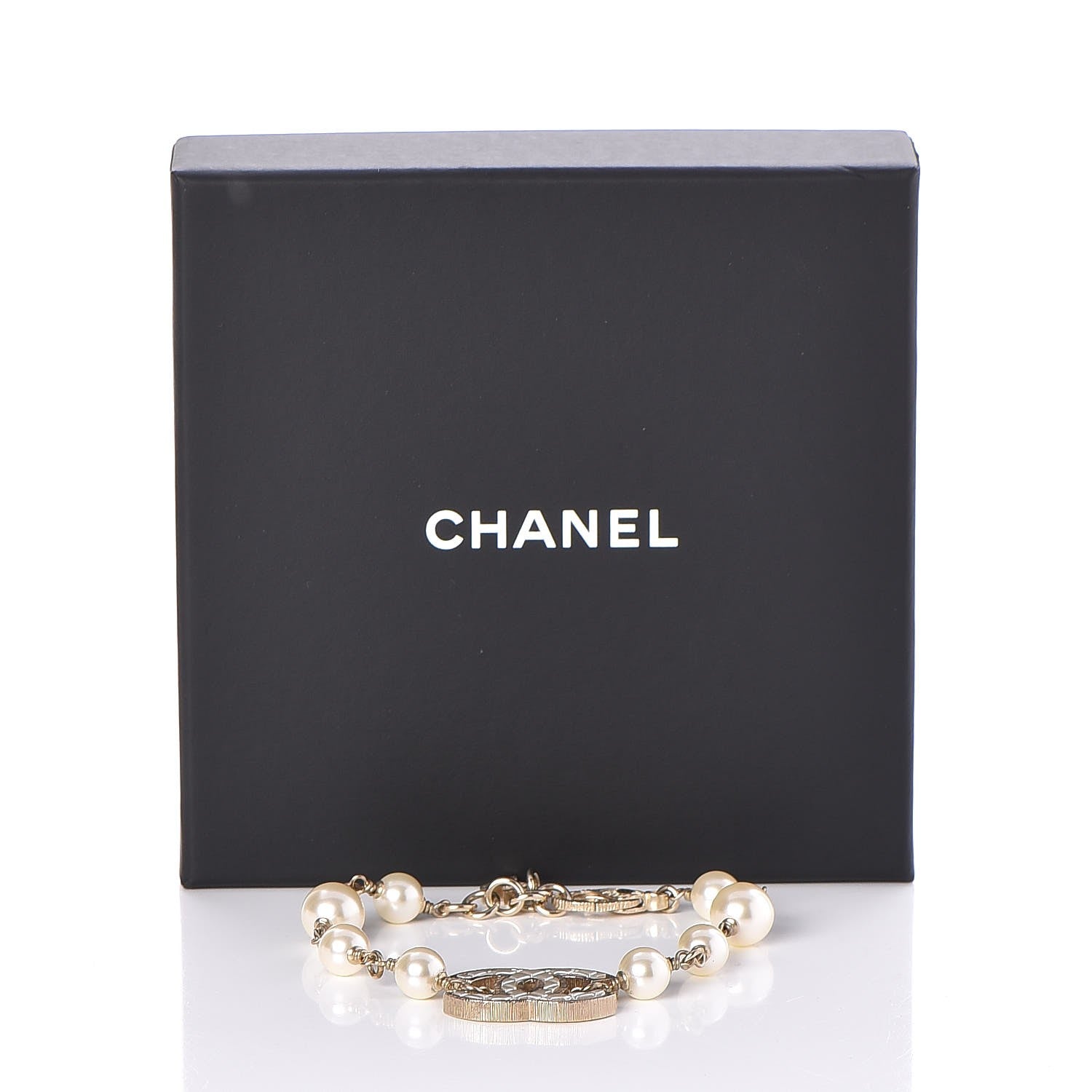 Chanel Pearl Metal Quilted CC Bracelet Gold 6 of 6