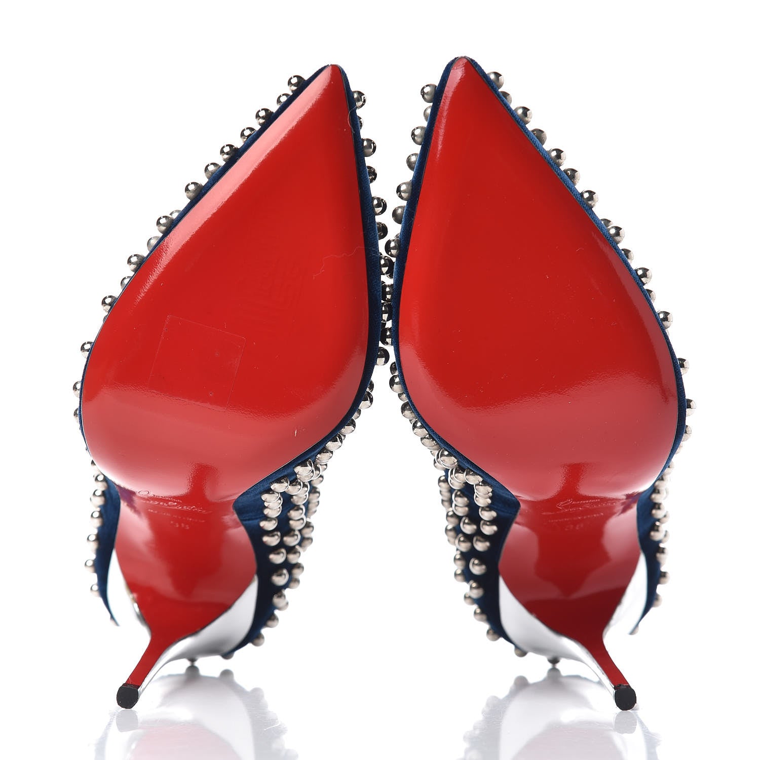 Christian Louboutin Velvet Specchio Billy 120 Spikes Pumps 38 Silver Eclipse 6 of 8