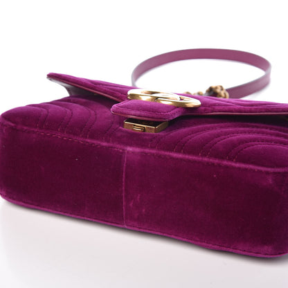 Gucci Velvet Matelasse Mini GG Marmont Shoulder Bag Fuchsia Violet Cyclamen 8 of 10