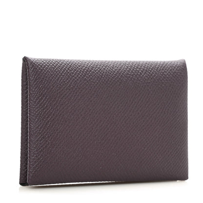 Hermes Epsom Calvi Card Case Raisin 3 of 8