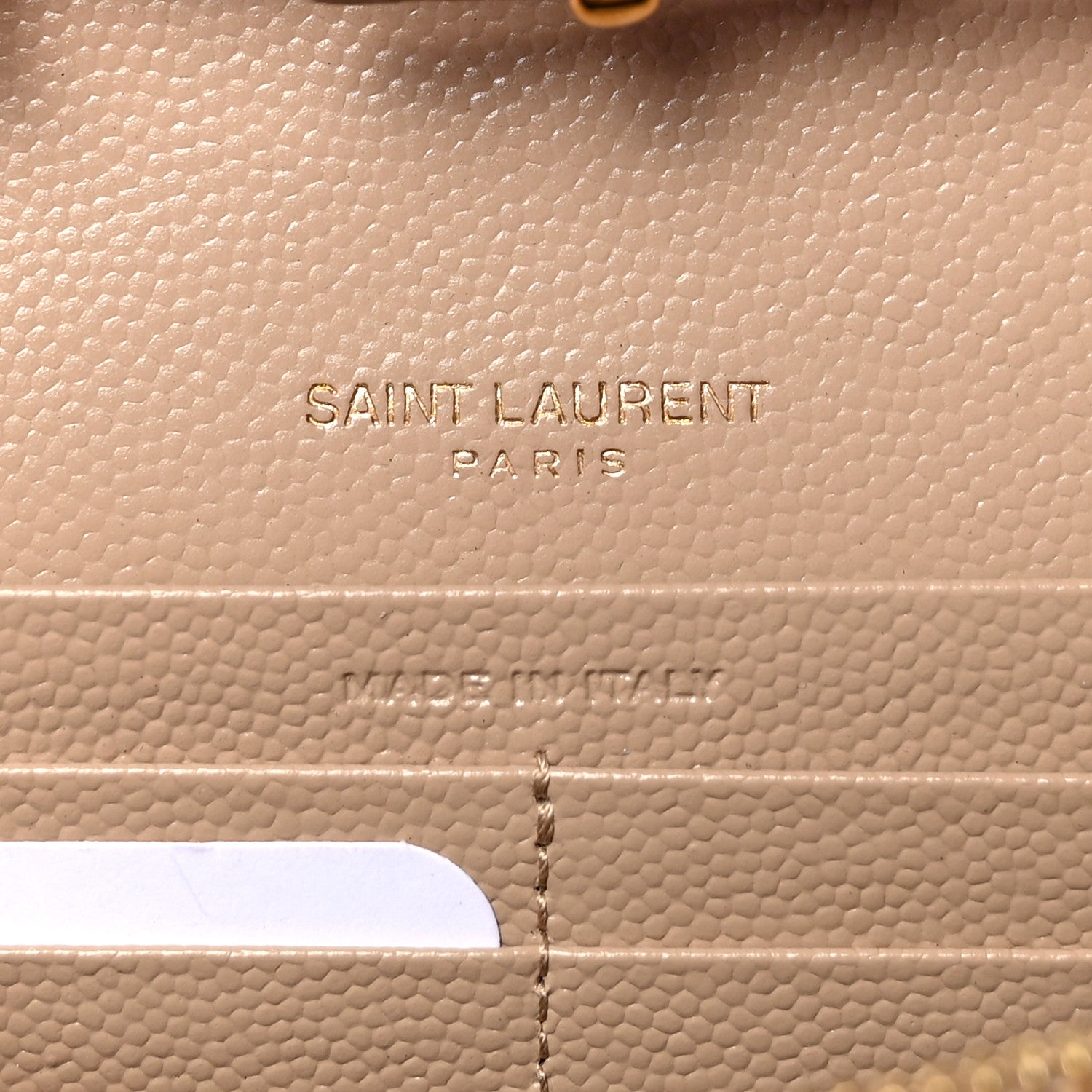 Saint Laurent Grain De Poudre Matelasse Chevron Monogram Chain Wallet Dark Beige 6 of 10