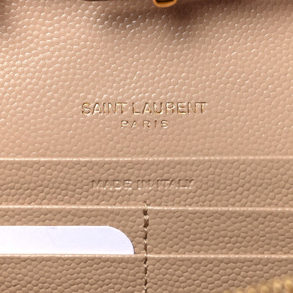 Saint Laurent Grain De Poudre Matelasse Chevron Monogram Chain Wallet Dark Beige 6 of 10