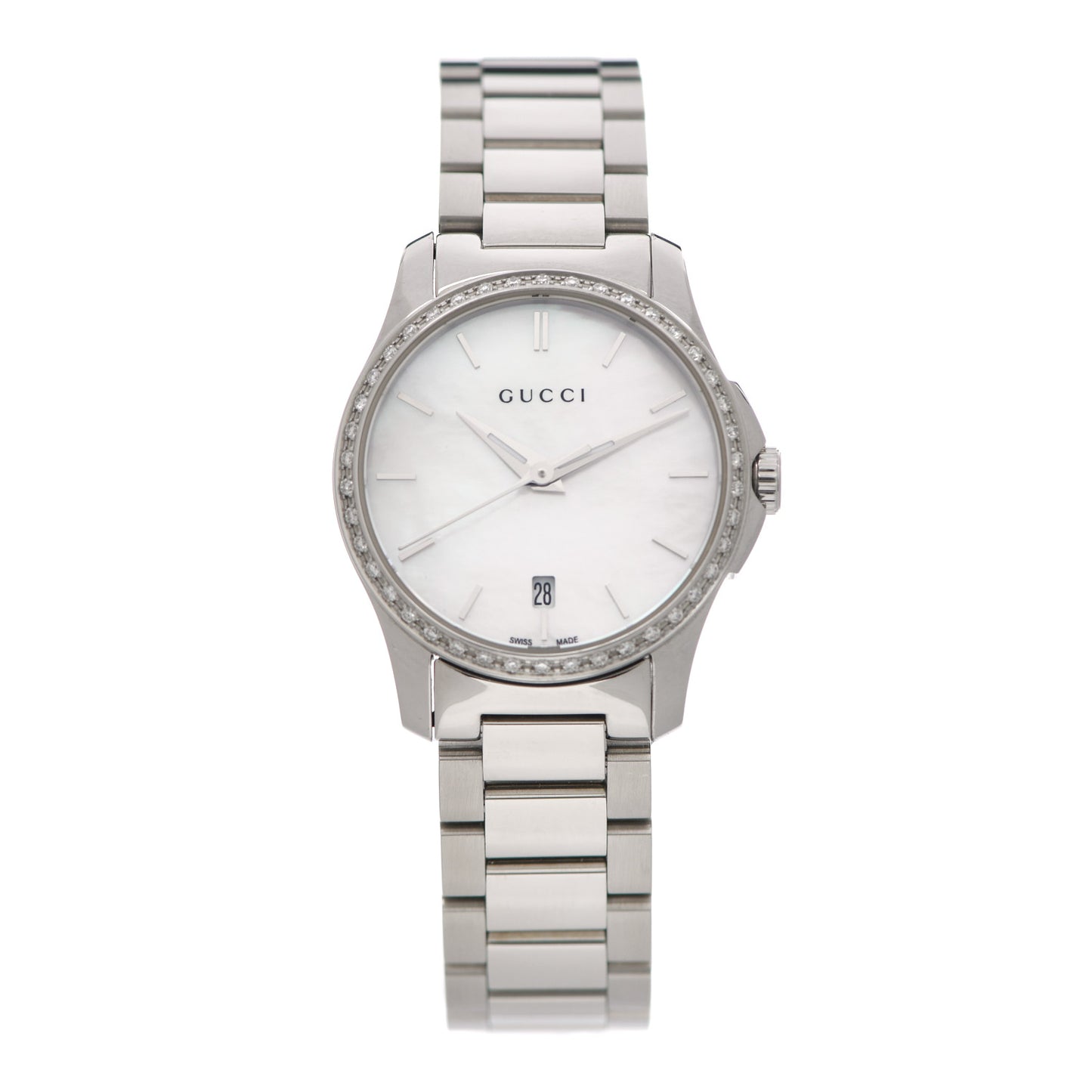 Stainless Steel Diamond Bezel Mother of Pearl 27mm G-Timeless Quartz Watch