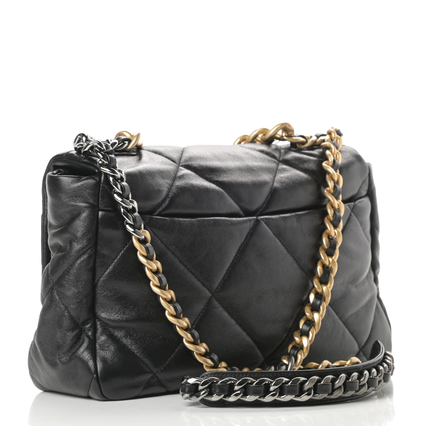 Lambskin Quilted Large Chanel 19 Flap Black