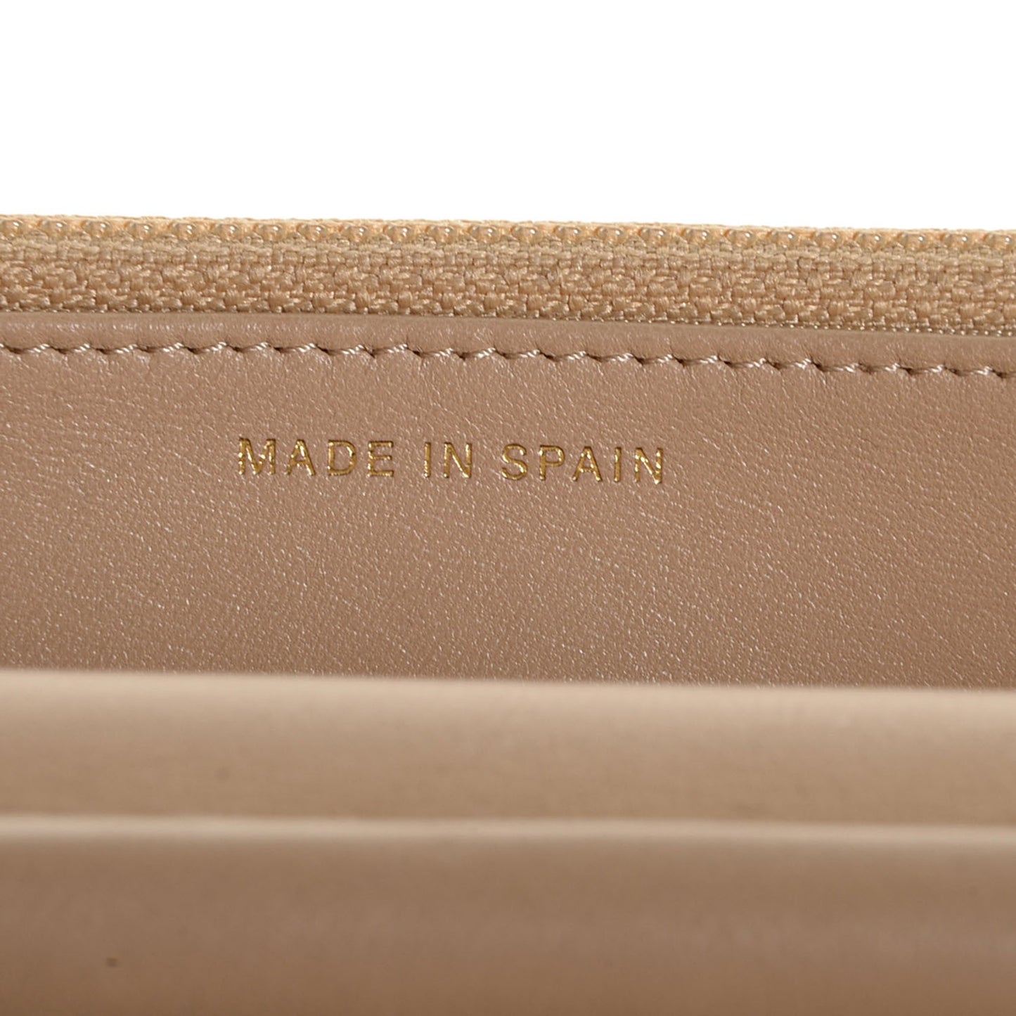 Lambskin Quilted Wallet On Chain WOC Beige Fonce