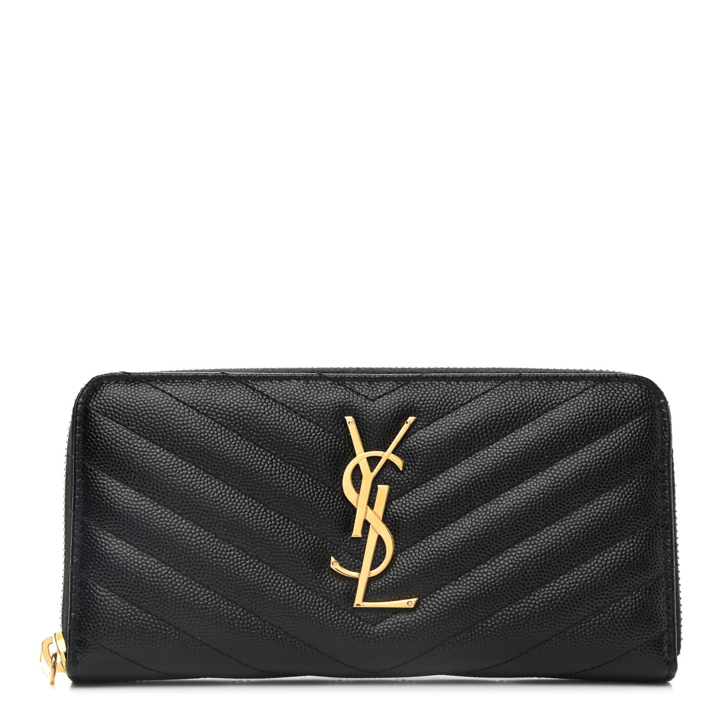 Grain De Poudre Matelasse Chevron Monogram Zip Around Wallet Black